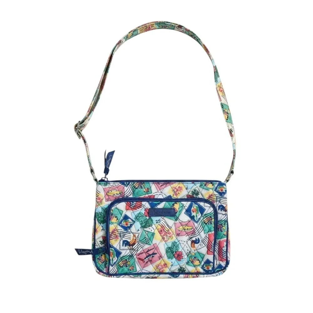 Vera Bradley Cuban Stamp Crossbody Bag Purse Tropical Quilted Small Travel Retro